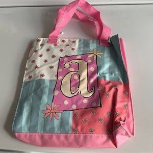 So Girly! Initial A sparkly glitter vinyl tote bag